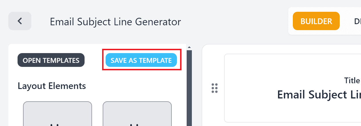 Save tool as a template