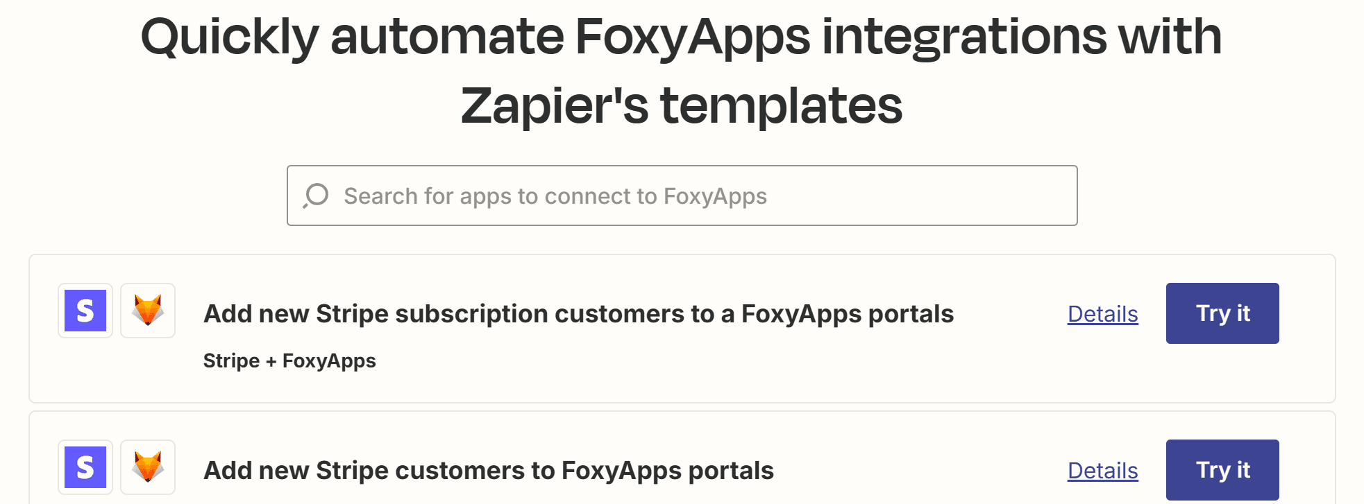 Zapier FoxyApps templates